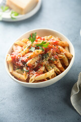 Pasta with tomato sauce and cheese