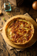 Traditional French onion quiche or pie