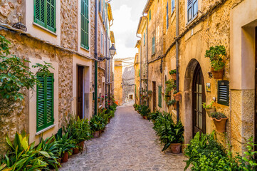 Narrow street alley of Mallorca, Spain