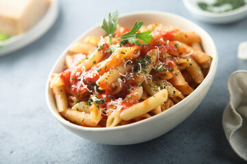 Pasta with tomato sauce and cheese