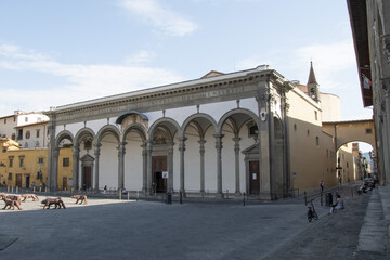 Fototapeta premium View at piazza Santissima Annunziata in Florence, Tuscany, Italy.