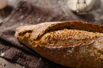 Homemade rustic baguette