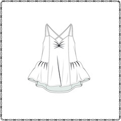 women dress editable fashion flat sketch for creating new designs mockup