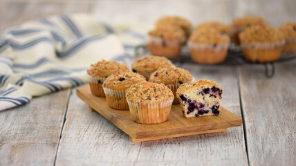 Homemade Blueberry Muffins for Breakfast. Sweet food.
