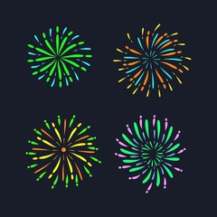 Collection of Colorful Fireworks