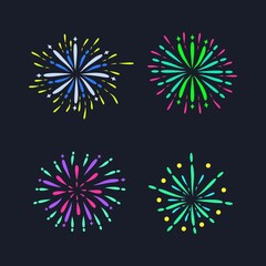 Collection of Colorful Fireworks