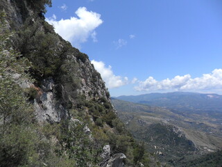 Hiking in the beautiful mountains and valleys of the greek island of Samos in the Aegean Sea, Greece