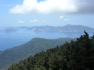 Hiking in the beautiful mountains and valleys of the greek island of Samos in the Aegean Sea, Greece