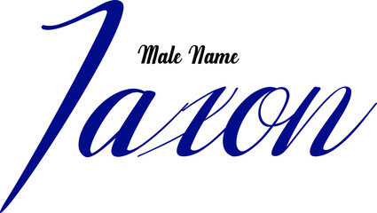 Jaxon-Male Name Cursive Calligraphy Blue Color Text on Light Grey Background