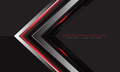 Abstract silver black circuit red light arrow direction on grey blank space with text design modern futuristic technology background vector illustration.
