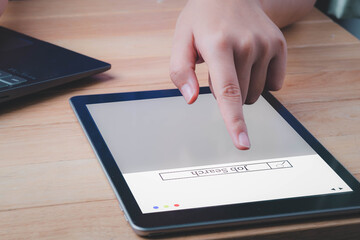 Search for jobs in tablet use internet for job search websites.