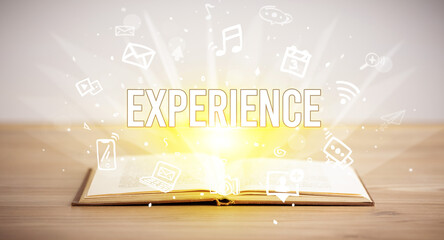 Opeen book with EXPERIENCE inscription, business concept