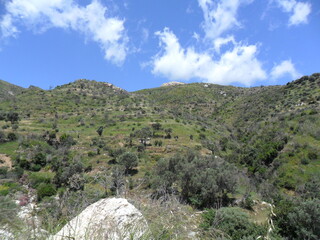 Hiking in the beautiful mountains and valleys of the greek island of Samos in the Aegean Sea, Greece