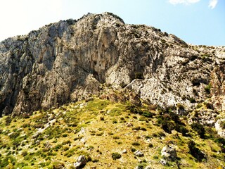 Hiking in the beautiful mountains and valleys of the greek island of Samos in the Aegean Sea, Greece