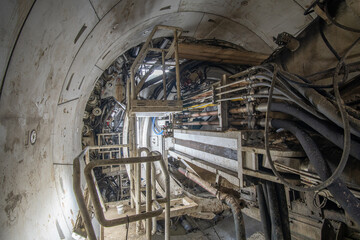 Tunnel shield on the construction of a subway tunnel.