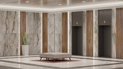 3d rendering modern style the Lobby with luxury decorate