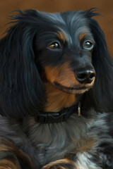 Long hair dapple dachshund.