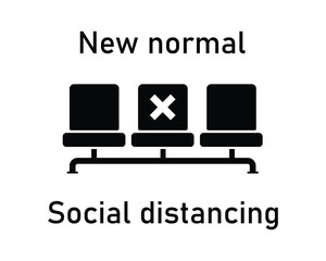 Public seat in social distancing vector