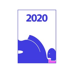 A figure of a reclining person dedicated to the reaction for 2020. Vector illustration