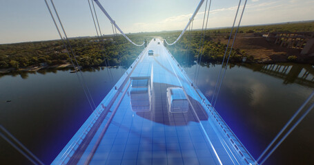 Drone view of contemporary bridge nuder construction