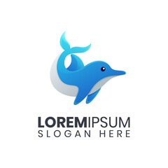 Modern cute baby dolphin logo template