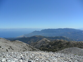 The beautiful and colorful mountains and landscapes on the Greek Island of Samos in the Aegean Sea, Greece