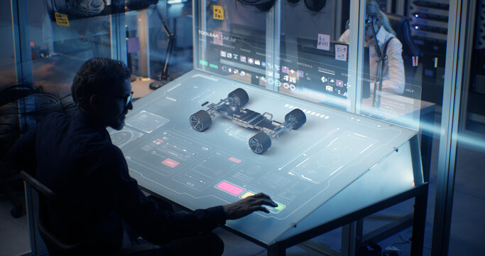 Professional engineer developing modern car design