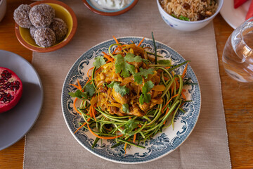 chicken cooked in sauce with vegetables and healthy vegeratian food