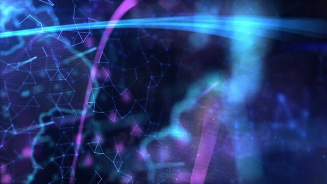 Beautiful animation of a holographic earth with particles.3D Render.