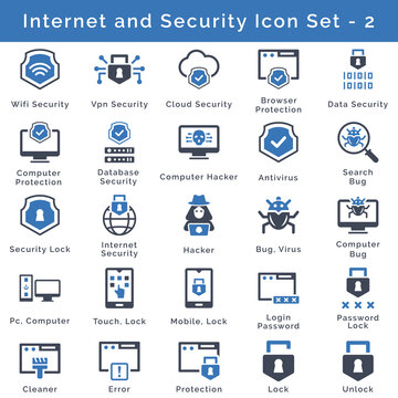 Internet security icon set -2 (Blue Version)