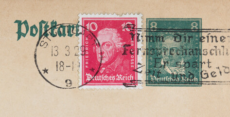 vintage retro alt old Briefmarke stamp gestempelt used frankiert cancel gebraucht slogan werbung...