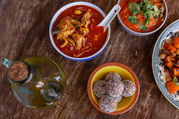 chicken cooked in sauce with vegetables and healthy vegeratian food