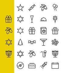  Simple set of celebration icons related to vector line. Contains icons such as music, new year, stars, balls, cake, karaoke, dj and much more. Editable stroke. 480x480