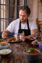 Chef preparing healthy food to take away at home