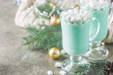 Homemade Peppermint Hot Chocolate with Marshmallows for Christmas holiday