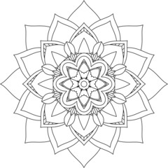 Easy Mandala coloring book simple and basic for beginners, seniors and children. Set of Mehndi flower pattern for Henna drawing and tattoo. Decoration in ethnic oriental, Indian style.