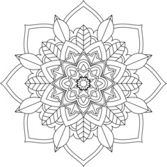 Easy Mandala coloring book simple and basic for beginners, seniors and children. Set of Mehndi flower pattern for Henna drawing and tattoo. Decoration in ethnic oriental, Indian style.