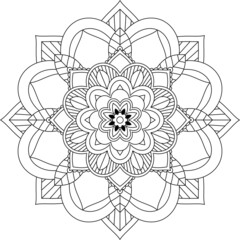 Easy Mandala coloring book simple and basic for beginners, seniors and children. Set of Mehndi flower pattern for Henna drawing and tattoo. Decoration in ethnic oriental, Indian style.