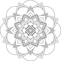 Easy Mandala coloring book simple and basic for beginners, seniors and children. Set of Mehndi flower pattern for Henna drawing and tattoo. Decoration in ethnic oriental, Indian style.