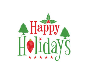 Christmas vintage Design. happy holidays. Merry Christmas and Happy New Year typography designs. T-Shirt Typography Design. Vector Illustration Symbol Icon Design.
