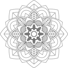 Easy Mandala coloring book simple and basic for beginners, seniors and children. Set of Mehndi flower pattern for Henna drawing and tattoo. Decoration in ethnic oriental, Indian style.