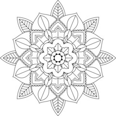Easy Mandala coloring book simple and basic for beginners, seniors and children. Set of Mehndi flower pattern for Henna drawing and tattoo. Decoration in ethnic oriental, Indian style.