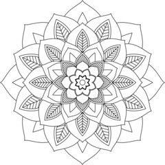Easy Mandala coloring book simple and basic for beginners, seniors and children. Set of Mehndi flower pattern for Henna drawing and tattoo. Decoration in ethnic oriental, Indian style.