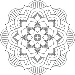 Easy Mandala coloring book simple and basic for beginners, seniors and children. Set of Mehndi flower pattern for Henna drawing and tattoo. Decoration in ethnic oriental, Indian style.