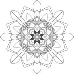 Easy Mandala coloring book simple and basic for beginners, seniors and children. Set of Mehndi flower pattern for Henna drawing and tattoo. Decoration in ethnic oriental, Indian style.