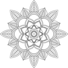 Easy Mandala coloring book simple and basic for beginners, seniors and children. Set of Mehndi flower pattern for Henna drawing and tattoo. Decoration in ethnic oriental, Indian style.