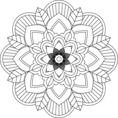 Easy Mandala coloring book simple and basic for beginners, seniors and children. Set of Mehndi flower pattern for Henna drawing and tattoo. Decoration in ethnic oriental, Indian style.