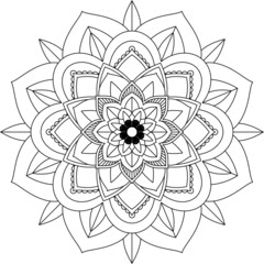 Easy Mandala coloring book simple and basic for beginners, seniors and children. Set of Mehndi flower pattern for Henna drawing and tattoo. Decoration in ethnic oriental, Indian style.