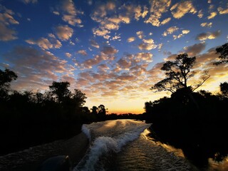 Sunset over red river, Pantanal