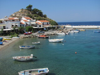 Fototapeta na wymiar The stunning nature and old towns of the Greek island of Samos in the Aegean Sea, Greece